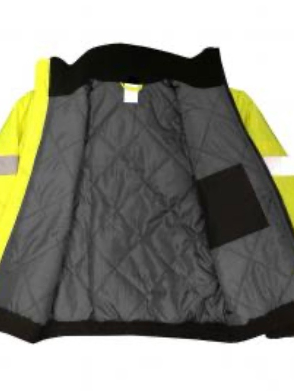 High-Visibility Yellow Kids Puffer Jacket with Quilted Gray Lining